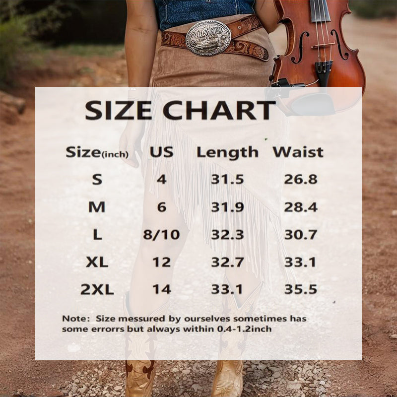 Boho Chic Vintage Suede Fringe Skirt