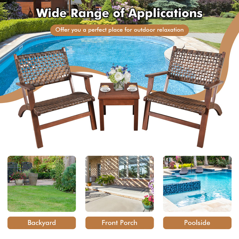 3 Piece Rattan Patio Furniture Set