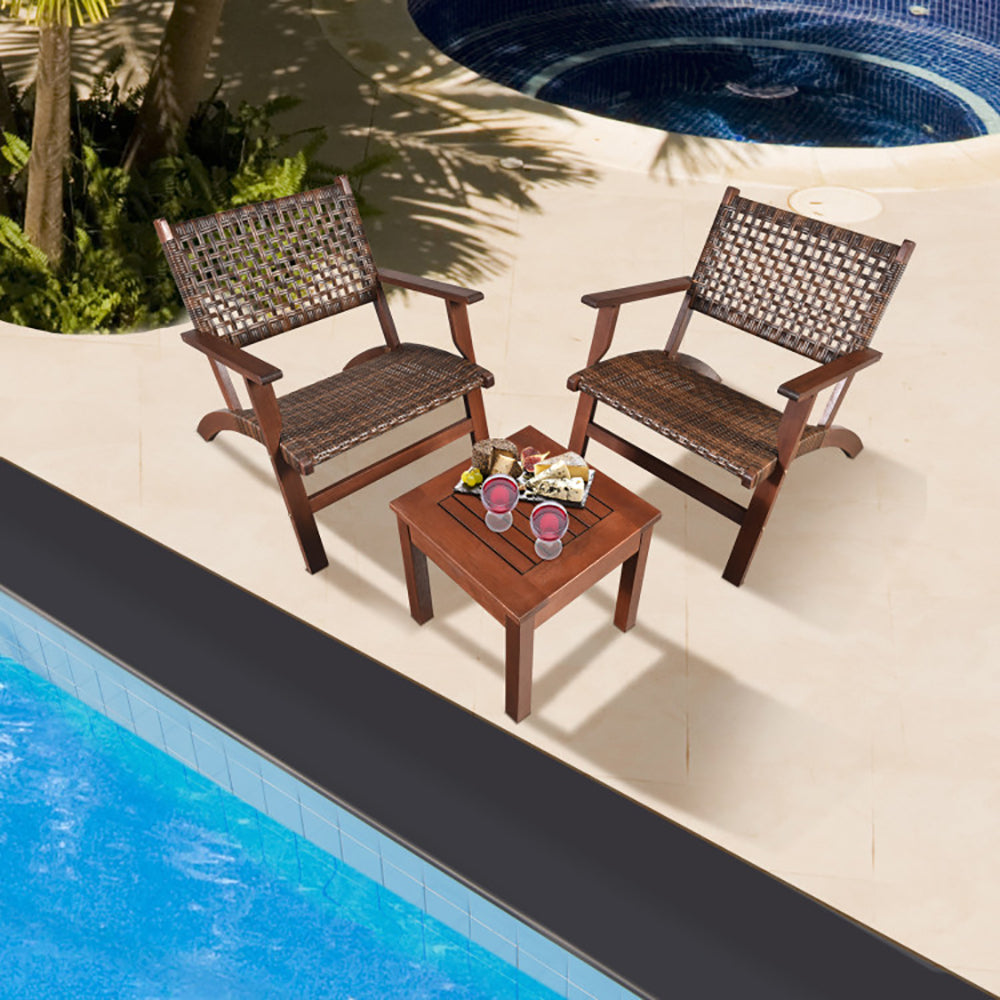 3 Piece Rattan Patio Furniture Set