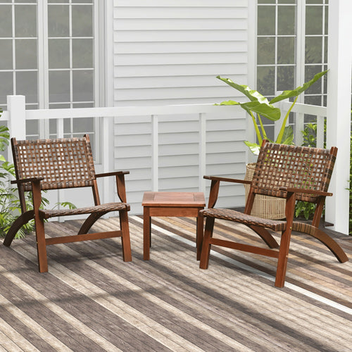 3 Piece Rattan Patio Furniture Set