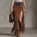 Fringe Slit Boho Skirt